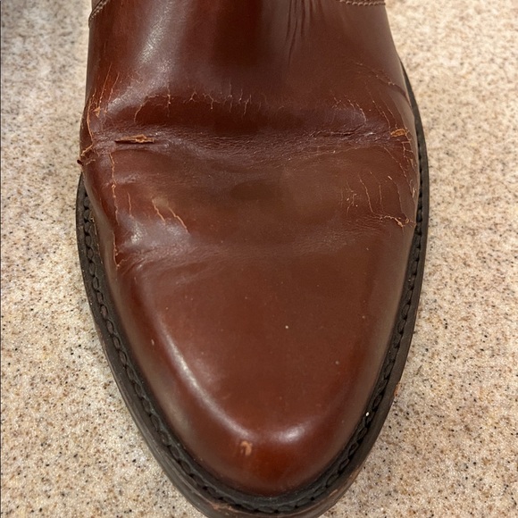 Unique western flair Florsheim boots made in Brazil brown sz7.5 Cracks Worn READ - Picture 10 of 12